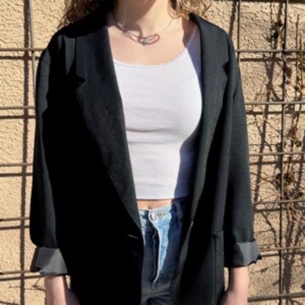 80s Vintage Black Boxy Blazer